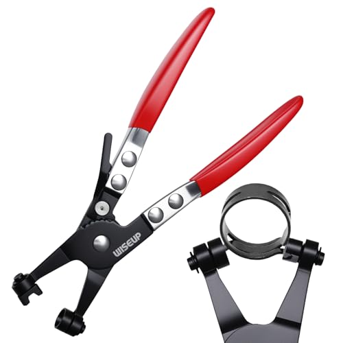 WISEUP 4PCS Hose Clamp Pliers Set - Includes 27 Long Reach Wire Spring Plier Clic-R Type Pliers Hose Remover & Flat Band Clamp Tool - for Automotive Fuel Oil Coolant (1 PCS Hose Clamp Pliers)