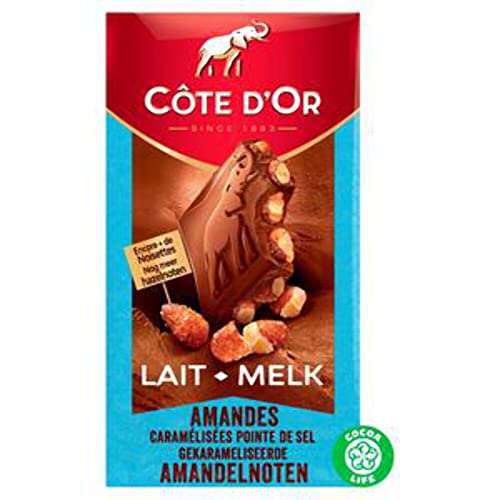Tablette De Lait Amandes Caramélisées Pointe De Sel Cote D'or La Tablette De 180 G - vue 3