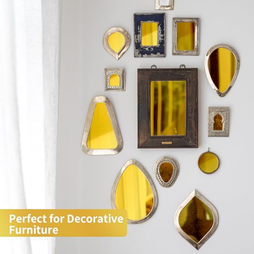 Image of 5pack Mirror Acrylic Sheets, 12 inch x 12 inch Opaque Glossy Mirror Plastic Sheet with 1 /8 Inch(3mm) Thickness, Rigid Tinted Mirror Acrylic for Cutting, Sawing, Laser Cutting (5, Gold, 12X12)