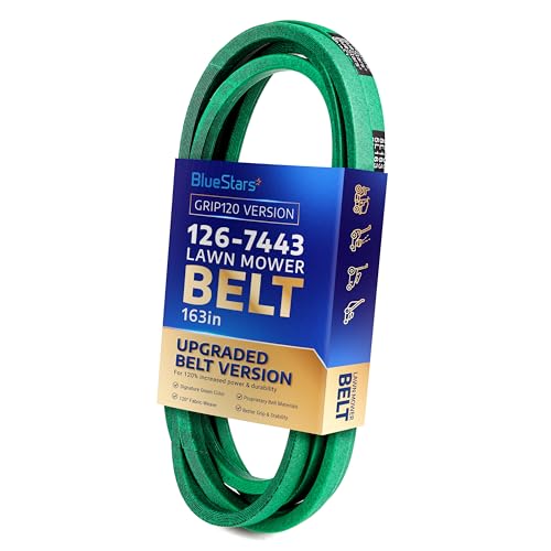 Image of [Upgraded Grip120] BlueStars 126-7443 Deck Belt | Aramid Cord | 5 /8 inch X 163 inch | Deck Belt for 52 Inch Deck Exmark Radius E S X Series RZE724GKC52300 RZE708GEM52300 Mowers - Replaces 126-7443-SL