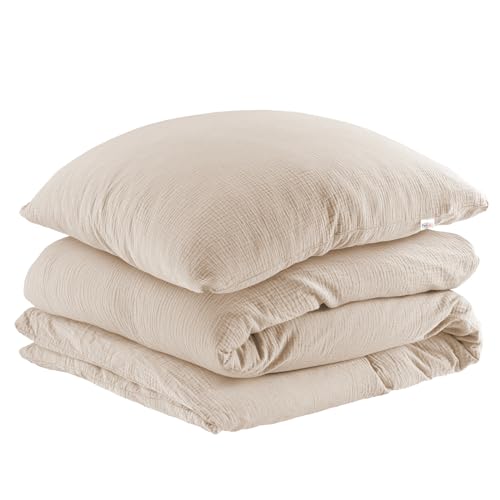 Pure Label Musselin Bettwäsche 135x200 cm mit einem Kissenbezug 80x80 cm...