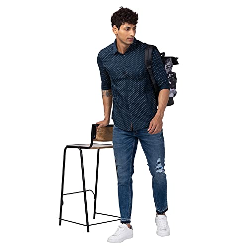 Image of Spykar Men's Slim Fit N /A Full Sleeve Printed Casual Shirts