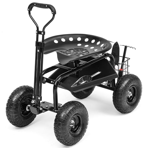 Autodaya Rolling Garden Cart with 360° Swivel Work...