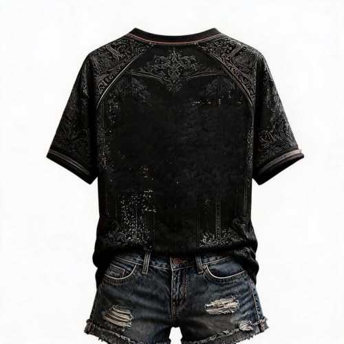 Halloween Tops for Women Cotton Graphic Letter V Neck Short Sleeve Shirt - image 2
