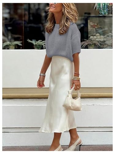 Image of GORGLITTER Women's Puff Short Sleeve Crop Cropped Sweaters Top Cute Outfits | Old Money Outfits Women, Date Night Outfit for Women, Going Out Tops Trendy, Knit Tops Sweater