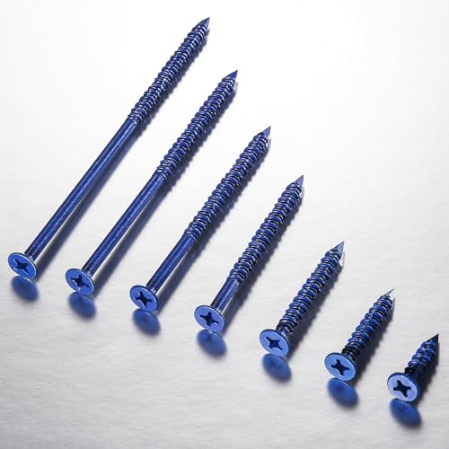 WenSilon(100 PCS) 3/16" Concrete Screw Anchor Kit Blue Flat Head for Anchoring to Masonry, Block or Brick Stucco by Wensilon - Image 2