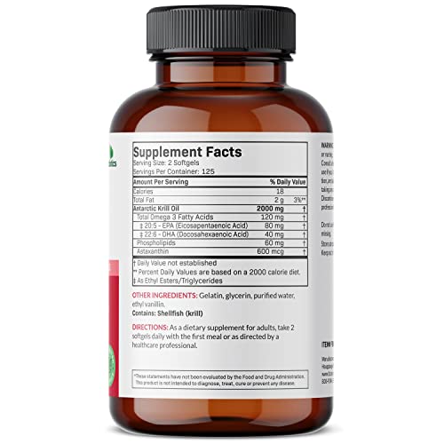 Futurebiotics Antarctic Krill Oil 2000mg with Astaxanthin, Omega-3s EPA, DHA and Phospholipids - 100% Pure Premium Krill Oil Heavy Metal Tested, Non GMO – 250 Softgels - Thumbnail 2