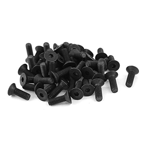 uxcell 50Pcs Black M4 x 12mm Alloy Steel Hex Socket Flat Head Countersunk Screws Bolts