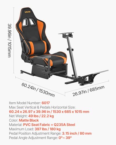 Image of VEVOR Racing Wheel Stand, Heavy-Duty Simulator Cockpit Steering Wheel Stand, Fit Logitech G25, G27, G29, G920, G923, Thrustmaster T300RS, TX F458, T500RS, T3PA-PRO (F1 /GT) and CSR Pedals