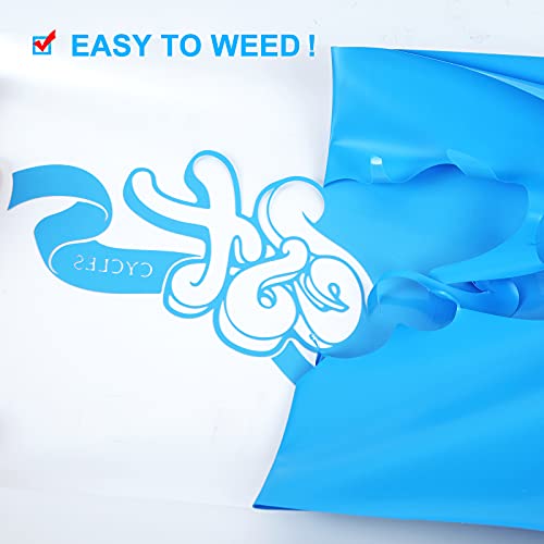 Image of FUNKAKA Heat Transfer Vinyl Rolls, 12 inch x 9ft Lake Blue Iron on Vinyl | Glossy HTV Vinyl for All Cutter Machines for Shirts - Easy to Cut & Weed for Heat Vinyl Design