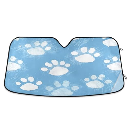 KEEPREAL Dog Paw Prints Windshield Sun Shade - Foldable Car Front Window Sunshades for Most Sedans SUV Truck - Blocks UV Rays and Keeps Your Vehicle Cool#987