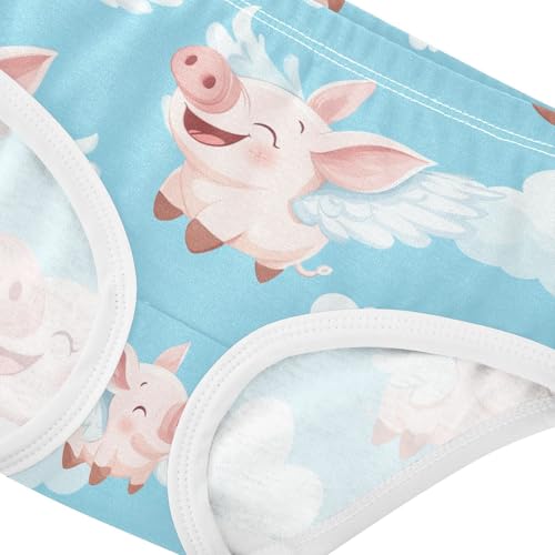 Wusikd Cute Flying Pig Girls' Underwear Cotton Girls Briefs Soft Toddler Underwear 2T4