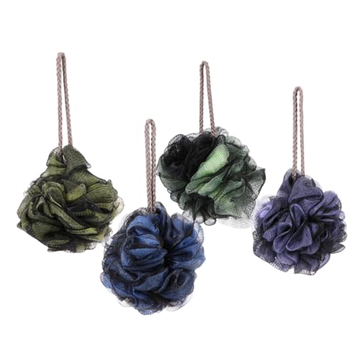 JECOMPRIS 4個蕾?バスボール 大人 子供用シャワーボール 黄色 紫色 緑色 青