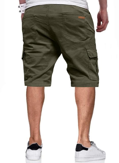 Image of JMIERR Mens Casual Cotton Twill Cargo Shorts Drawstring Classic Chino Stretch Short with 6 Pockets