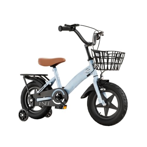 JICOMUS子供用自転車、かわいい幼児、小学生、補助輪付き、滑り止め、耐摩耗性、ダブルブレーキ、感覚、バランストレーニング、フロントバスケット付き、組み立て簡単、男の子と女の子に適しています (ブルー(A),14インチ)