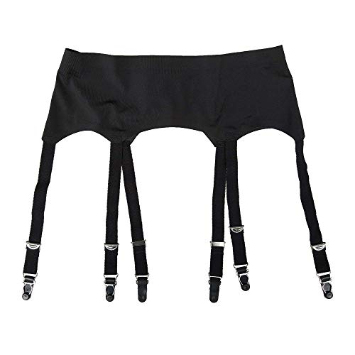 TVRtyle Black Plus Size Metal Buckles 6 Wide Straps Sexy Women Seamless Garter Belt for Stockings S504R3