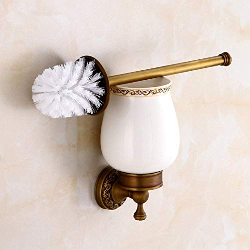 Brosse de toilette rétro en cuivre brossé avec porte-brosse mural chic