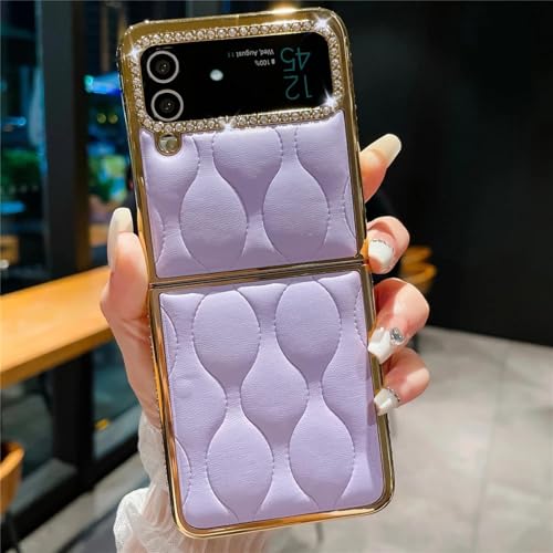 Coque Galaxy Z Flip 4 Cuir Souple Plaquée Or Haute Résistance