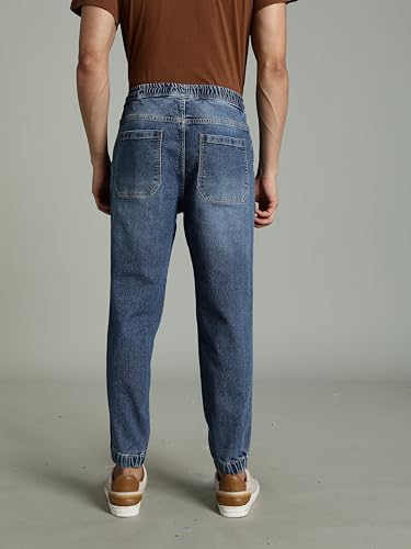Image of INKD Men's Regular Fit Joggers - Mid -Rise | Cotton Blend | Stretchable Fabric| Elasticated Waistband | Jeans for Men (Available in Plus Sizes)