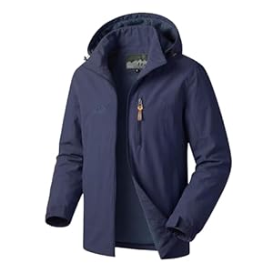 Muwodkdn Veste Coupe Vent Homme en Softshell Extérieur Veste Imperméable Homme avec Capuche Détachable Fermeture Eclair Léger Sport Outdoor Manteau Homme Mi Saison pour Voyage Randonnée Bleu Marine L