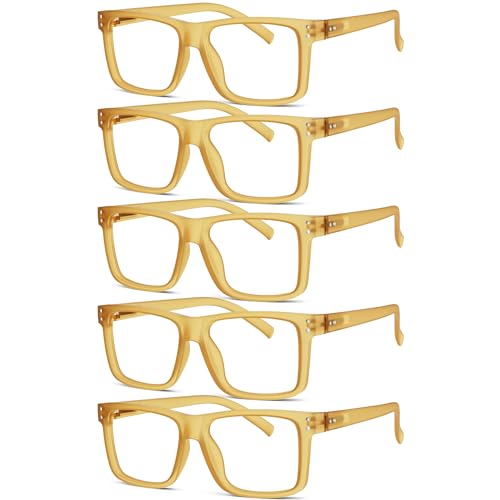 Image of Eyekepper 0.25 Reading Glasses Men, Readers for Women, 5 Pack Yellow | Stylish Mens Womens Cheaters,Large Fashion Reader Eyeglasses,All-Day Comfort Spring Hinges,Scratch Resistant for Work /Crafts