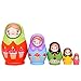 Monnmo 5Pcs Handmade Wooden Russian Nesting Dolls Matryoshka Dolls - Stacking Doll Set of 5 from 4.3