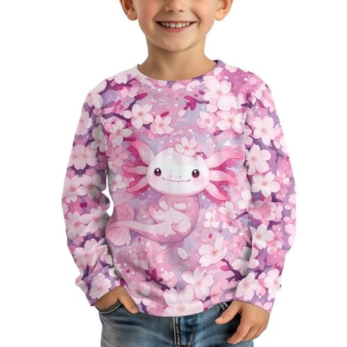 Image of Girls Cartoon Print Long Sleeve Graphic Tee Casual Crew Neck T-Shirts for 3-16 Years Little Girls