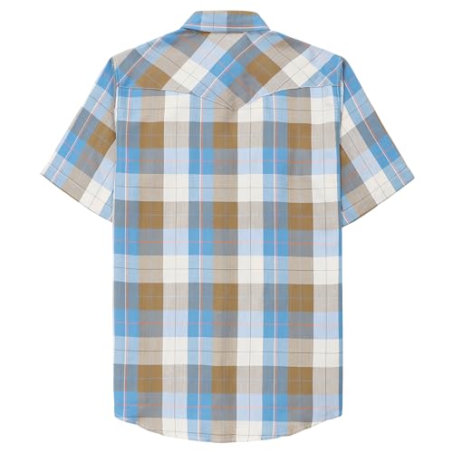 Dubinik®50% Viscose derived from Bamboo,50% Polyester Mens Short Sleeve Western Cowboy Pearl Snap Casual Plaid Shirts for Men2