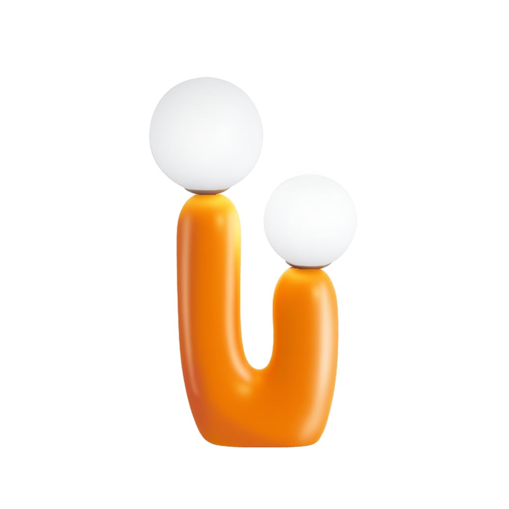 LED Tischlampe Niedliche Kaktus Nachttischlampe,Moderne Deko Pilz Lampe für das Schlafzimmer,Orange Harz Schreibtischlampe mit 2 Kugel Lampenschirmen,lustige Geschenke für Kinder und Familie,G9-Sockel
