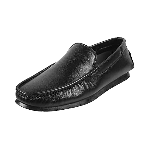 Image of Metro Men Synthetic Slip-On Loafers (Dark Brown), Moc Toe Casual Shoes with Rubber Sole | UK 10 (EU 44)