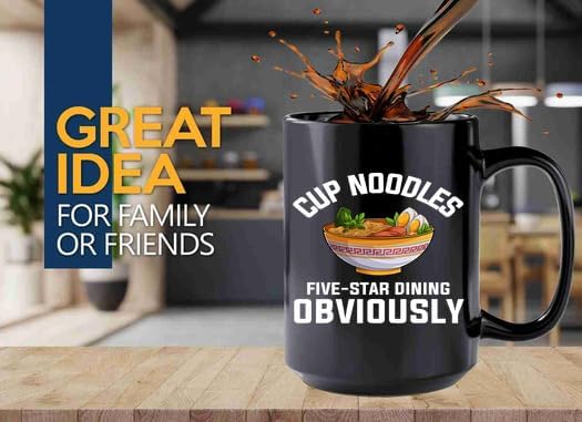 Ramen Coffee Mug 15oz Black -Cup noodles - Food Lovers chicken pumpkin vegan pantry spicy noodles image 2