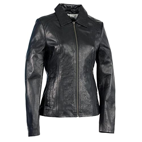 Milwaukee Leather SFL2850 Women's Classic Black Zippered Motorcycle Style Fashion Leather Jacket with Shirt Style Collar - 2X-Large