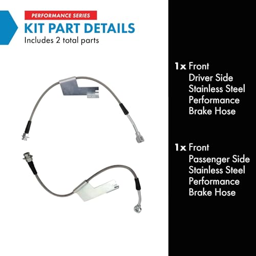 Image of TRQ Front Brake Hose Set Compatible with 1995-1999 Chevrolet C1500 Suburban 1989-2000 C2500 1996-1999 C2500 Suburban 1988-2000 C3500 GMC