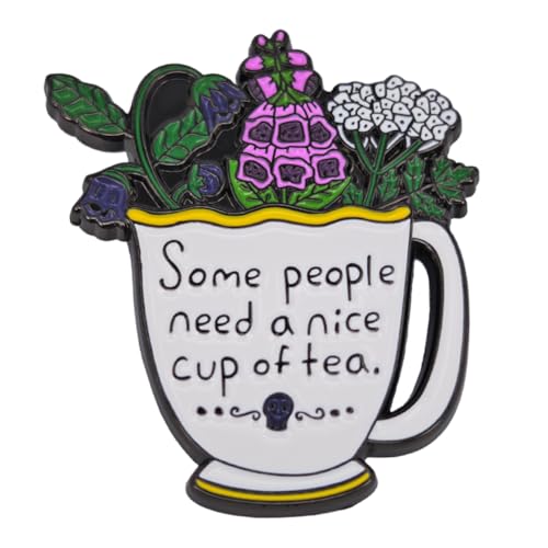 Image of Enamel Pin,Some People Need A Cup Of Tea Lapel Pin,Plants Tea Cups Badge,Enjoy Time Brooch,Gift For Workers Friends Family Partners DIY Decor Canvas Bag Backpack Lanyards Jacket Accessory