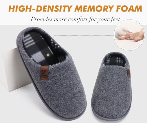 Image of COFACE Unisex Mens Womens Cozy Memory Foam Scuff Slippers Casual Slip On Warm House Shoes Indoor /Outdoor Felt Sandal Slippers Size 4-15