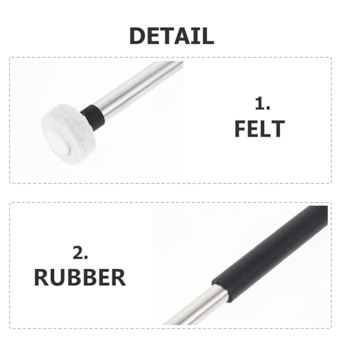 BESTonZON 2pcs - Baquetas con mango de metal y fieltro para tongue drum y otros instrumentos de percusión, portátiles y livianas para control y rendimiento mejorados miniatura 3