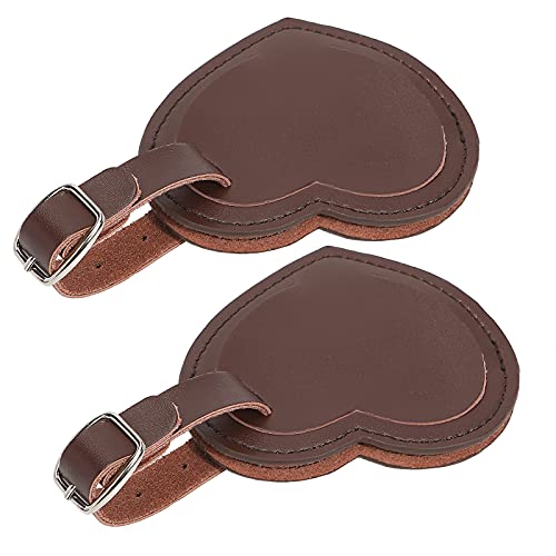 Image of AVIMA Premium Handmade Leather Small Heart Luggage Travel Bag Suitcase Tags 2pcs