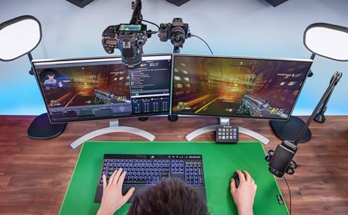 Green Screen Mouse Mat, tappetino chroma key da scrivania, di qualità, perfetto per fotocamere posizionate in alto o manuali per OBS, Twitch, YouTube, Zoom, Teams, streaming, gioco e istruzione - Mousepad - Immagine 3