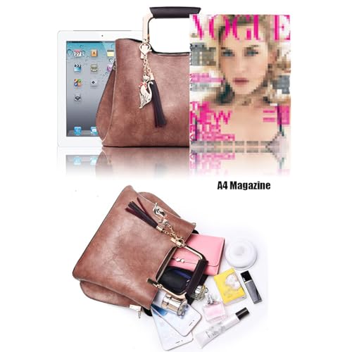 Bolso tote satchel de mujer con asas y cuero PU miniatura 4