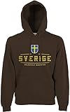 AkyTEX Schweden Sverige Fan-Hoodie EM-2021 Kapuzenpullover Chocolate XL