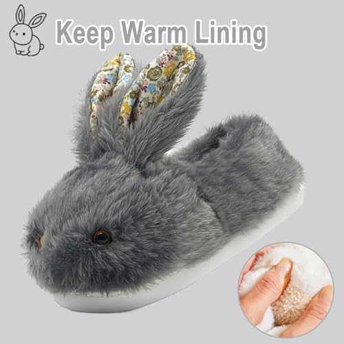 Bunny Slippers for Women, Cute Animal Fluffy Slippers Fuzzy House Shoes Plush Warm Winter Slippers Rabbit Home Bedroom Shoes Indoor & Outdoor4
