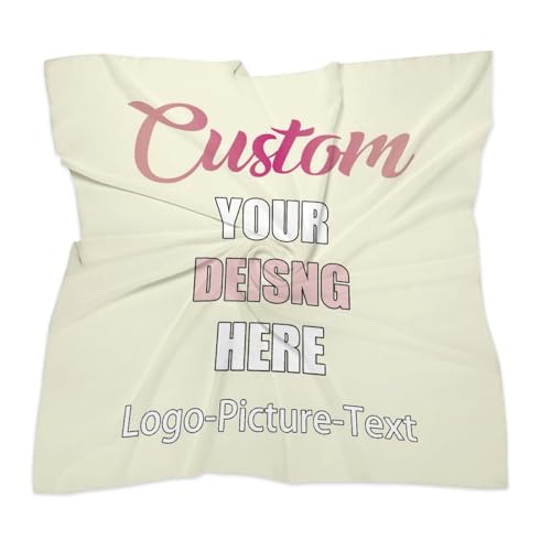 Custom Scarves for Women Personalized Head Scarf Add Your Photo Logo Text Customized Bandana Hair Scarfs Shawl Wraps