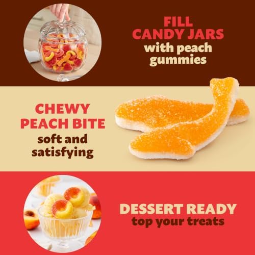 Peach Gummy Candy Mix, Peach Rings, Gummy Sharks & Hearts, 2 Lb Bag - 4