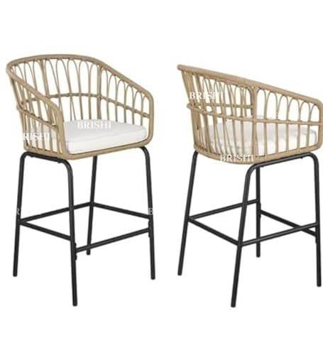 Image of BRISHI Outdoor Bar Set Garden Patio Bar Set 1+2 2Chairs and Table Set Balcony Bar Table with Stool Set (Honey)