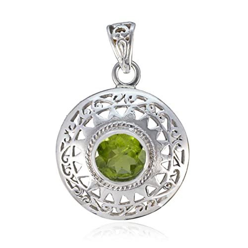 Pendentif en argent sterling 925 anti-ternissement avec péridot vert