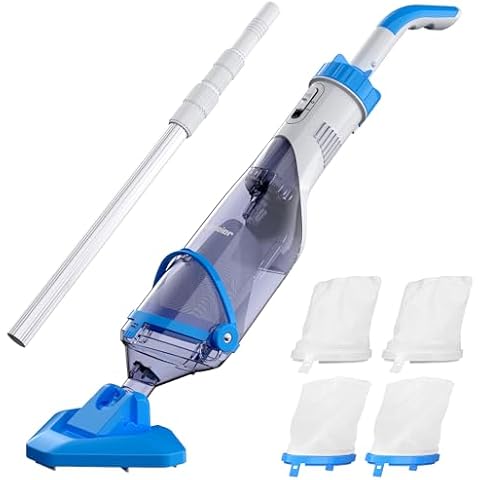 BIELMEIER Cordless Pool Vacuum with Telescopic Pole, Handheld Rechargeable Swimming Pool Cleaner, Wireless Strong Suction 19 GPM Pool Vacuum for Cleaning Spas, Hot Tubs, Above/In Ground Pools Cover