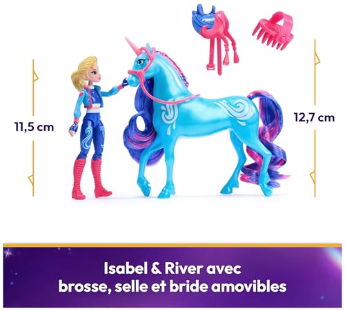 Unicorn Academy - L'Ecole des Licornes - Licorne River + Poupée Isabel - Licorne, Poupée Et Accessoires À Collectionner - Jouets Inspirés De La Série L'Ecole des Licornes - Jouet Enfant 4 Ans et +