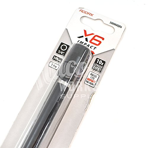 TimCo Pack of 1 x Addax (X6) Impact 300mm Quick Release 1/4" Chuck Adaptor for Impact Drivers