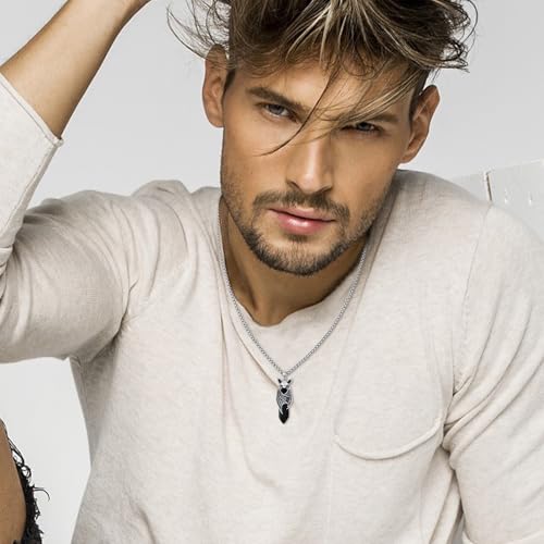 Viking Gothic Animals Necklace Sterling Silver Raven/Phoenix/Dragon/Axolotl/Spider/Bat Pendant Black Crystal Necklace Goth Jewelry Gifts for Father Men Women3