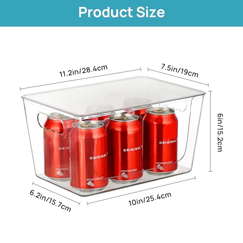 image for Vtopmart 6 Pack Clear Open Front Storage Bins with Lids, Large Stackab